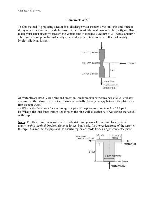 Homework Set 5 1). One method of producing vacuum is to ...