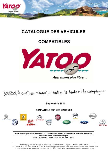 catalogue des vehicules compatibles - Yatoo