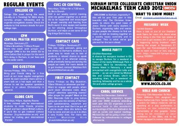 Michaelmas 2012 Term Card - DICCU