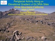 periglacial activity along an elevational gradient of gloria sites, white ...