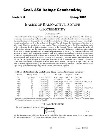 Basics of Radiogenic Isotope Geochemistry