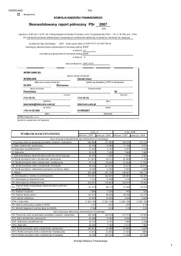 Rozszerzony skonsolidowany raport pÃ³Åroczny za ... - Inter Cars SA