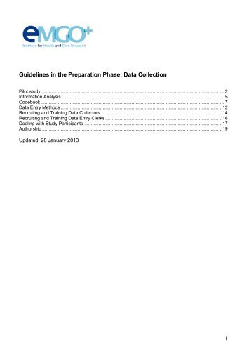 Guidelines in the Preparation Phase: Data Collection - EMGO