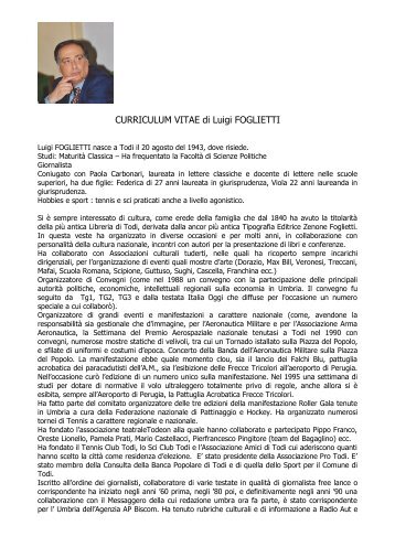 CURRICULUM VITAE di Luigi FOGLIETTI - Lions: Distretto 108 L