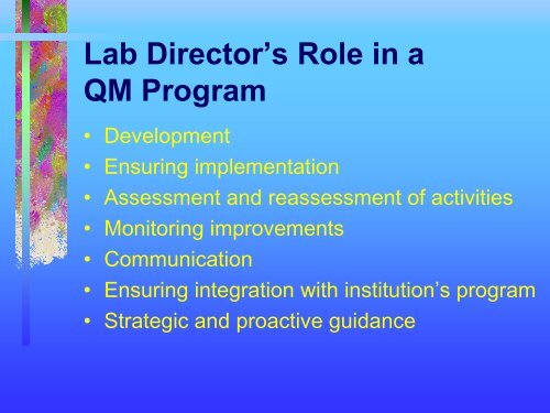 Quality management in the laboratory - the UCLA Department of ...