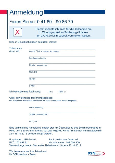 Einladung zum 1. Wundsymposium Schleswig-Holstein - Birte Weiß