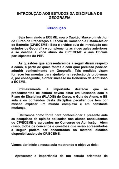 Introdua A O Aos Estudos Da Disciplina De Geografia Escola De
