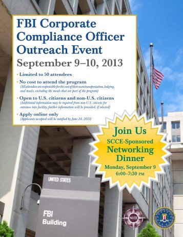 FBI Corporate Compliance Officer Outreach Event - Society of ...