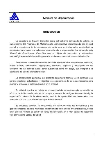 Manual de Organización - Gobierno del Estado de Colima