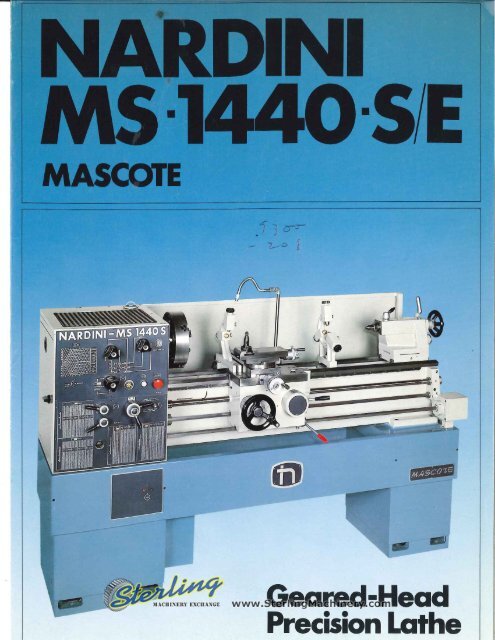 Nardini MS1440SE Mascote Lathe Brochure - Sterling Machinery