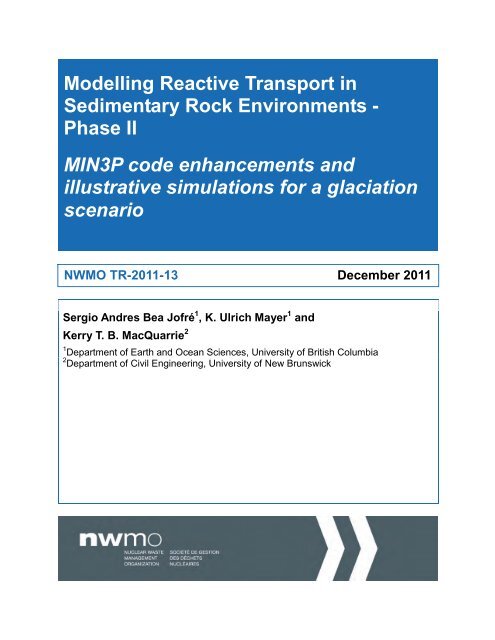 Modelling Reactive Transport in Sedimentary Rock Environments ...