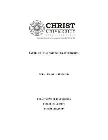 psychology detailed syllabus 2013-16 department ... - Christ University