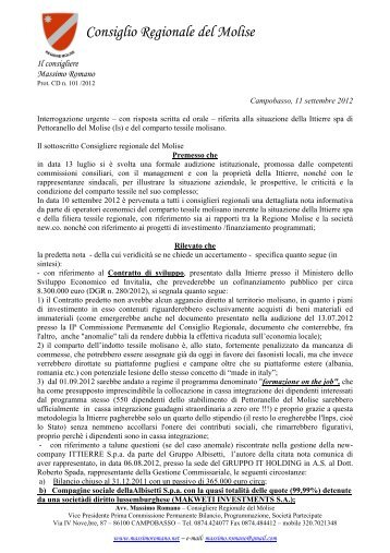 Consiglio Regionale del Molise - Massimo Romano