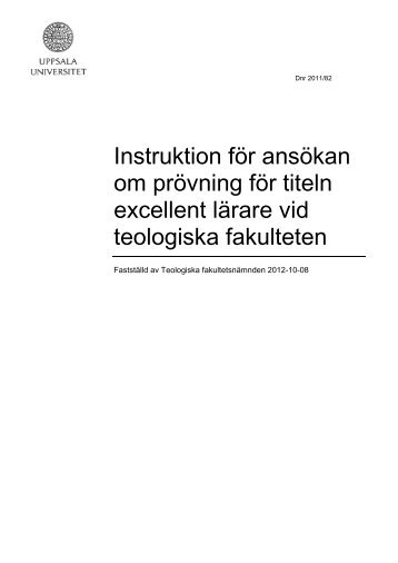 Instruktion för ansökan om prövning för titeln excellent lärare vid ...