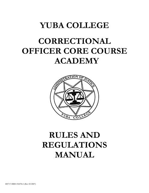 yuba college correctional officer core course academy rules and ...