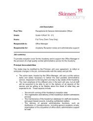 Model Job Description - Skinners' Academy