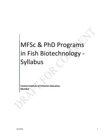 Fish Biotechnology MFSc & PhD Syllabus.pdf - Central Institute of ...