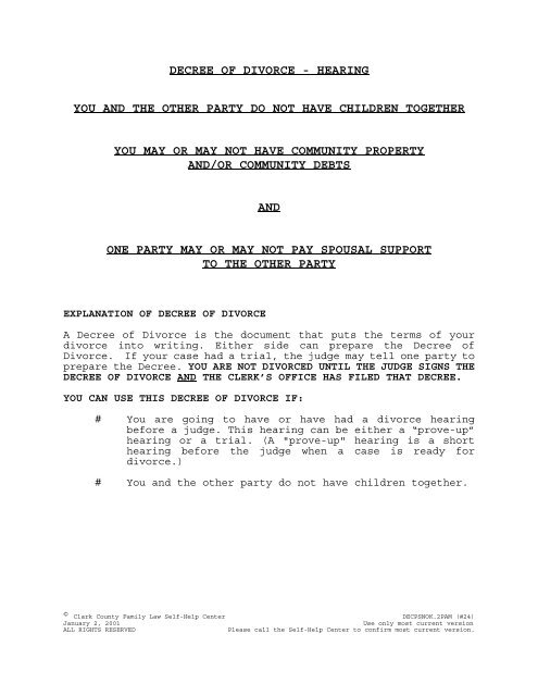 decree of divorce - the Clark County Courts in Las Vegas