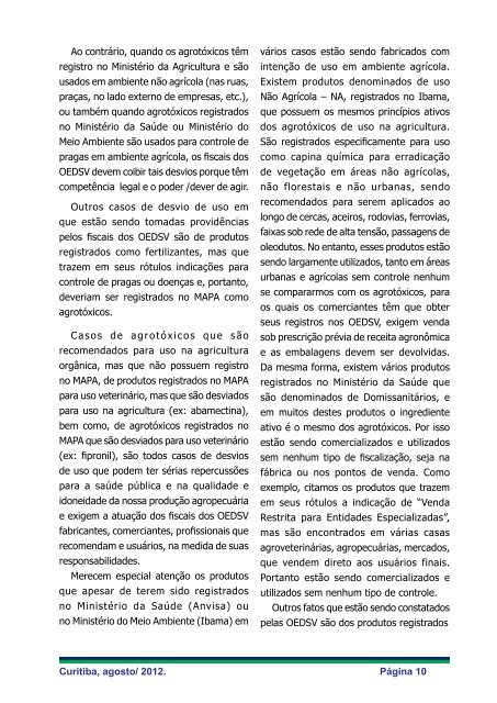 Agosto 2012 - Agência de Defesa Agropecuária do Paraná - ADAPAR