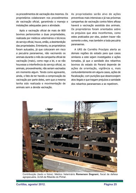 Agosto 2012 - Agência de Defesa Agropecuária do Paraná - ADAPAR