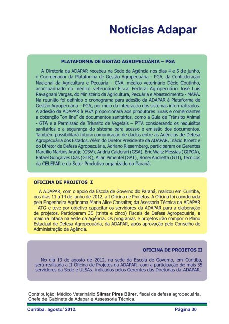 Agosto 2012 - Agência de Defesa Agropecuária do Paraná - ADAPAR