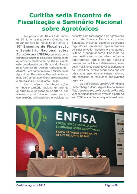 Agosto 2012 - Agência de Defesa Agropecuária do Paraná - ADAPAR