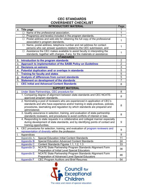 Cec Proposed Professional Standards Report Council For