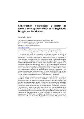 Construction d'ontologies Ã  partir de textes : une approche ... - LIAS