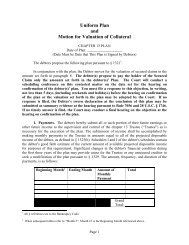 Uniform Plan and Motion for Valuation of Collateral