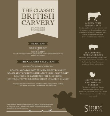 View the Strand Carvery Menu - Strand Palace Hotel