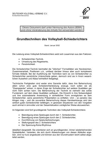 Grundtechniken des Volleyball-Schiedsrichters - Bremer Volleyball ...