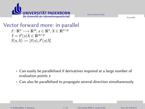 Vectorizing the forward mode of ADOL-C on a GPU ... - Autodiff.org