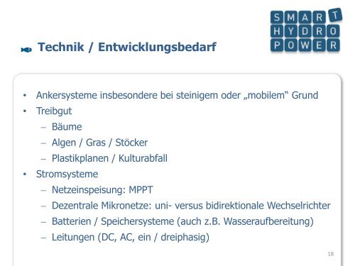 Kinetische Kleinstwasserkraft - Technologiekompetenz Fluss-Strom