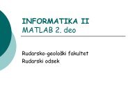 INFORMATIKA II MATLAB 2. deo