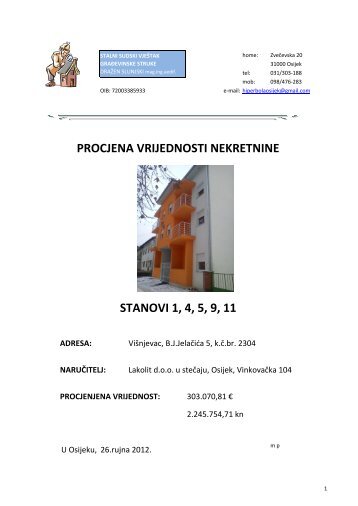 STANOVI 1, 4, 5, 9, 11 PROCJENA VRIJEDNOSTI NEKRETNINE