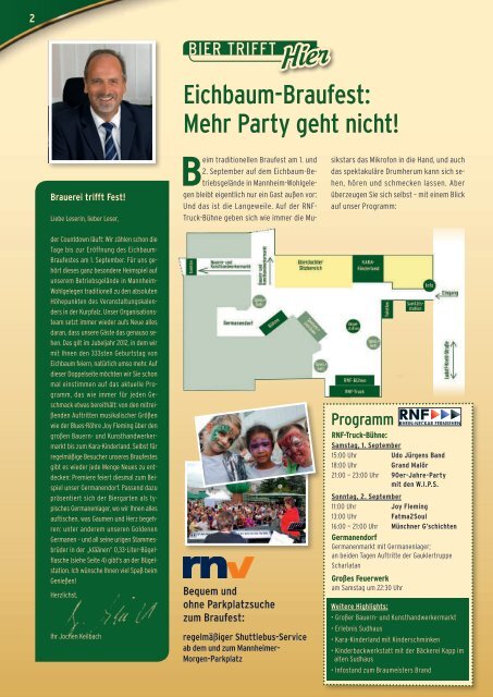 braufest 1. + 2. sept. - Privatbrauerei Eichbaum GmbH & Co. KG ...