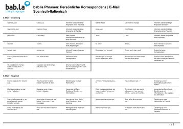 Phrasen: PersÃ¶nliche Korrespondenz | E-Mail (Spanisch ... - Bab.la