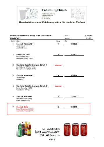 Rangliste - Seeclub StÃ¤fa