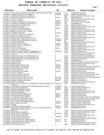 camara de comercio de reporte tramites recibidos 17052012 cali