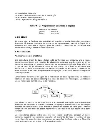 Ordenar - Universidad de Carabobo, FACYT - computacion