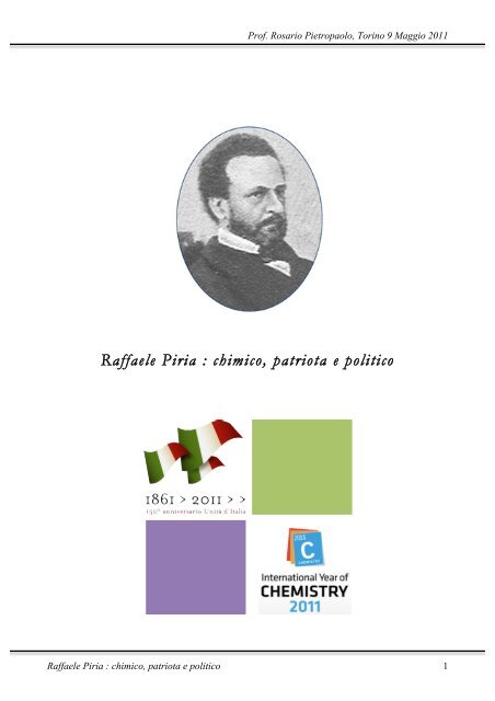 Raffaele Piria - Anno Internazionale della Chimica