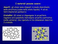 I materiali possono essere: Amorfi: gli atomi sono disposti in modo ...