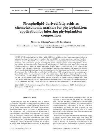 Phospholipid-derived fatty acids as chemotaxonomic markers for ...