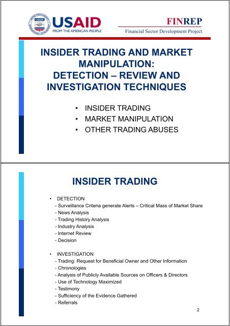 insider trading and market manipulation: detection - FINREP
