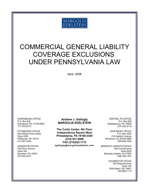 Commercial General Liability Coverage Exclusions Under