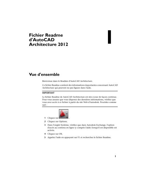 AutoCAD Architecture 2012 Fichier Readme - Exchange - Autodesk