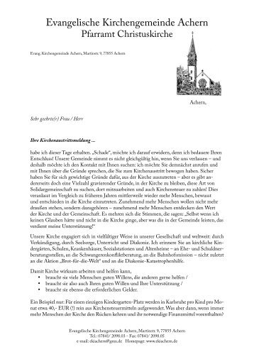 Kirchenaustritt (PDF, 67 K) - Evangelische Kirchengemeinde Achern