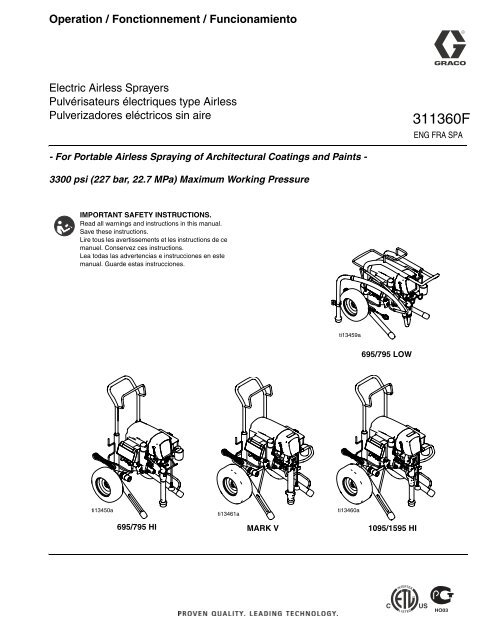 311360F - Electric Airless Sprayers Operation, English ... - Graco Inc.