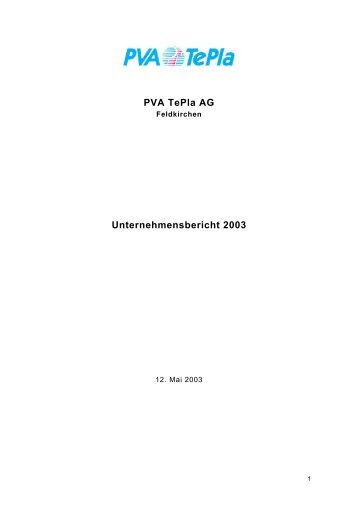 PVA TePla AG Unternehmensbericht 2003 - Xetra