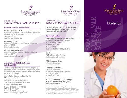 Dietetics Brochure - College of Allied Health and Nursing